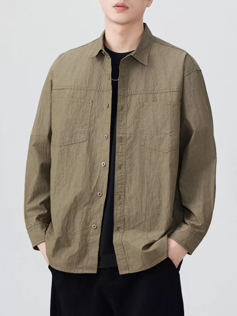 Men's Plus Size Button Up Long Sleeve Shirt, image 5