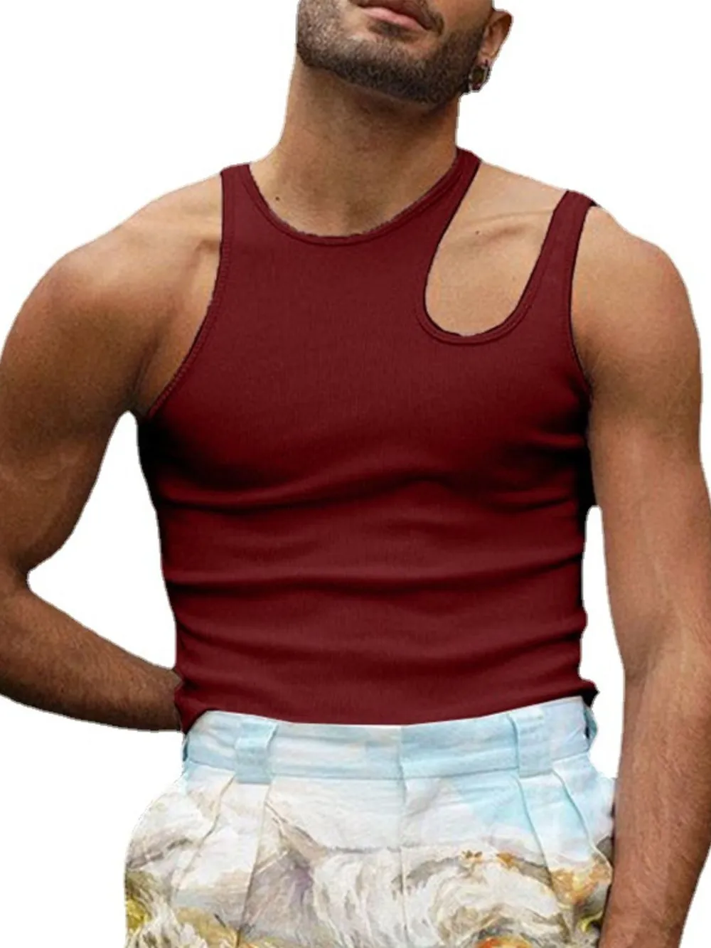 Men's Full Size Cutout Round Neck Tank Plus Size, image 5