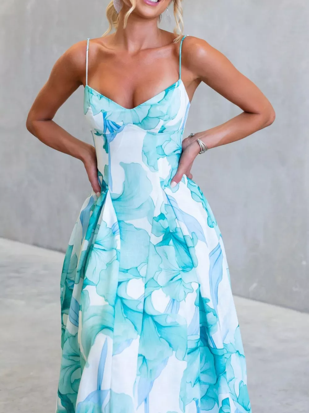 Floral Print Spaghetti Strap Midi Dress, image 5