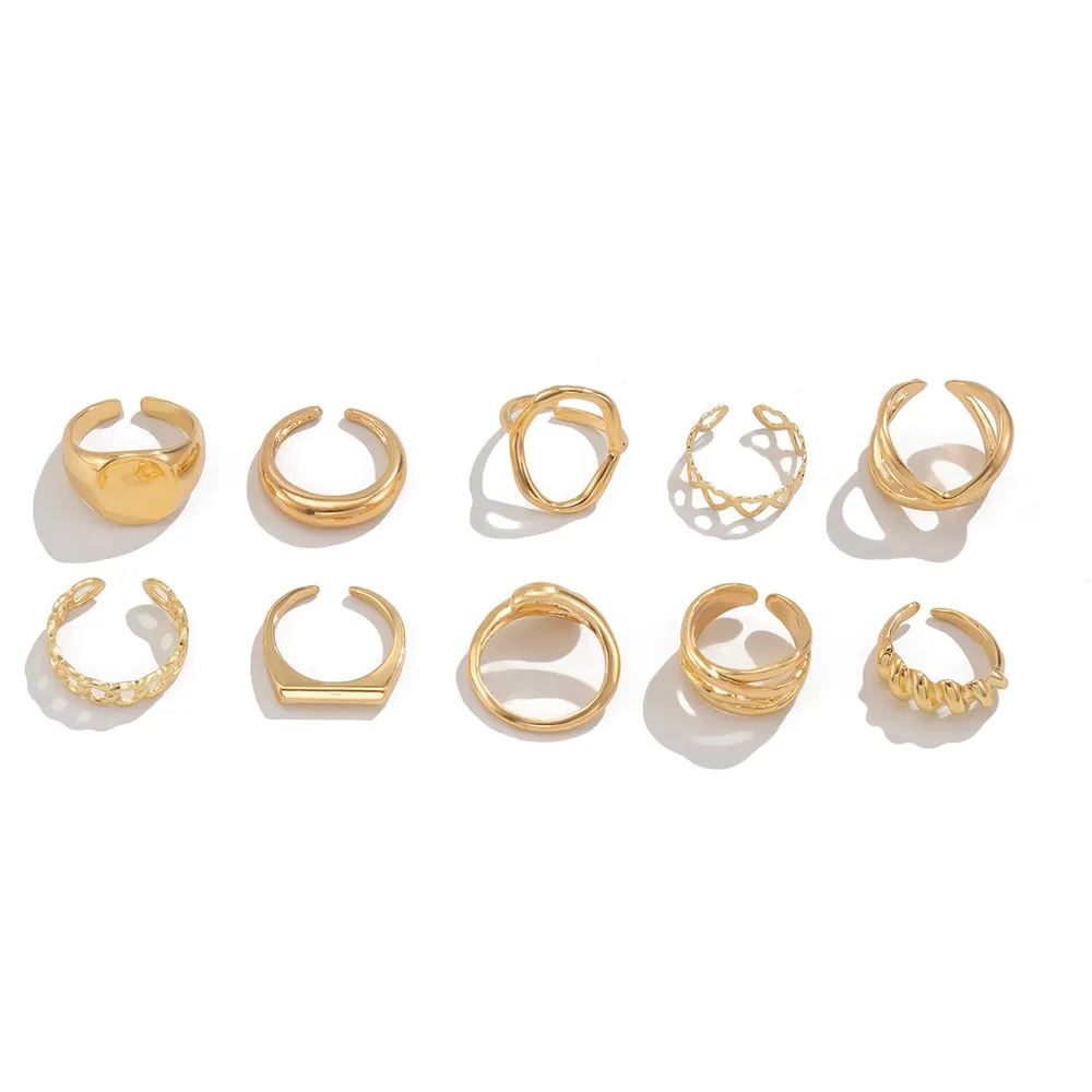 10-Piece Alloy Geometric Ring, image 3