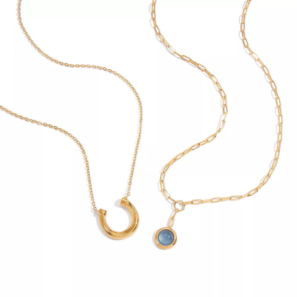 2 Piece 18K Gold-Plated Pendant Necklace, image 9