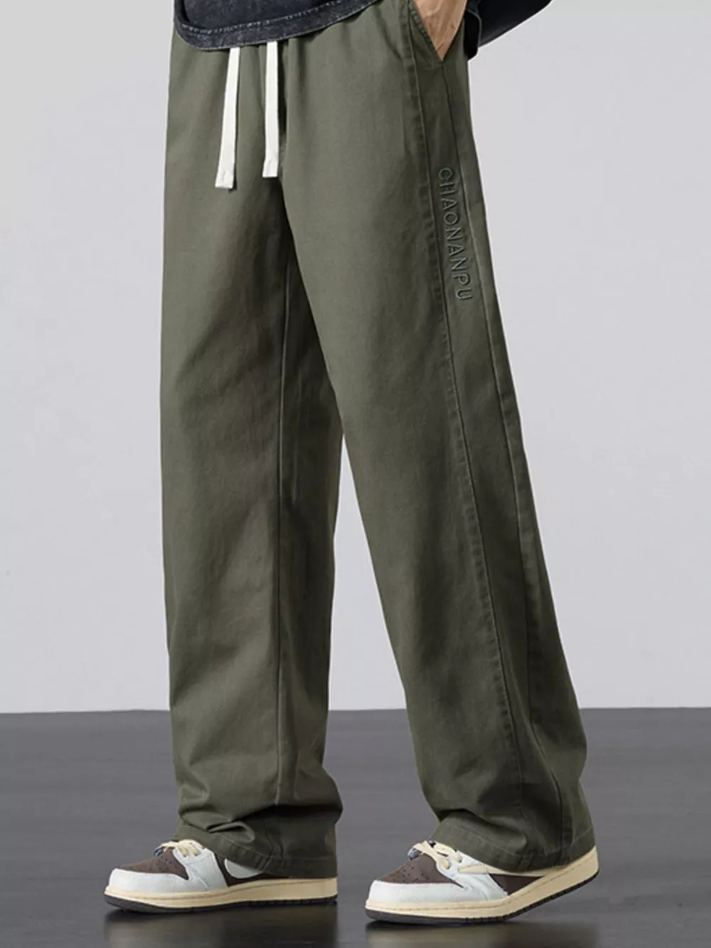 Men's Plus Size Drawstring Wide Leg Pants, image 3