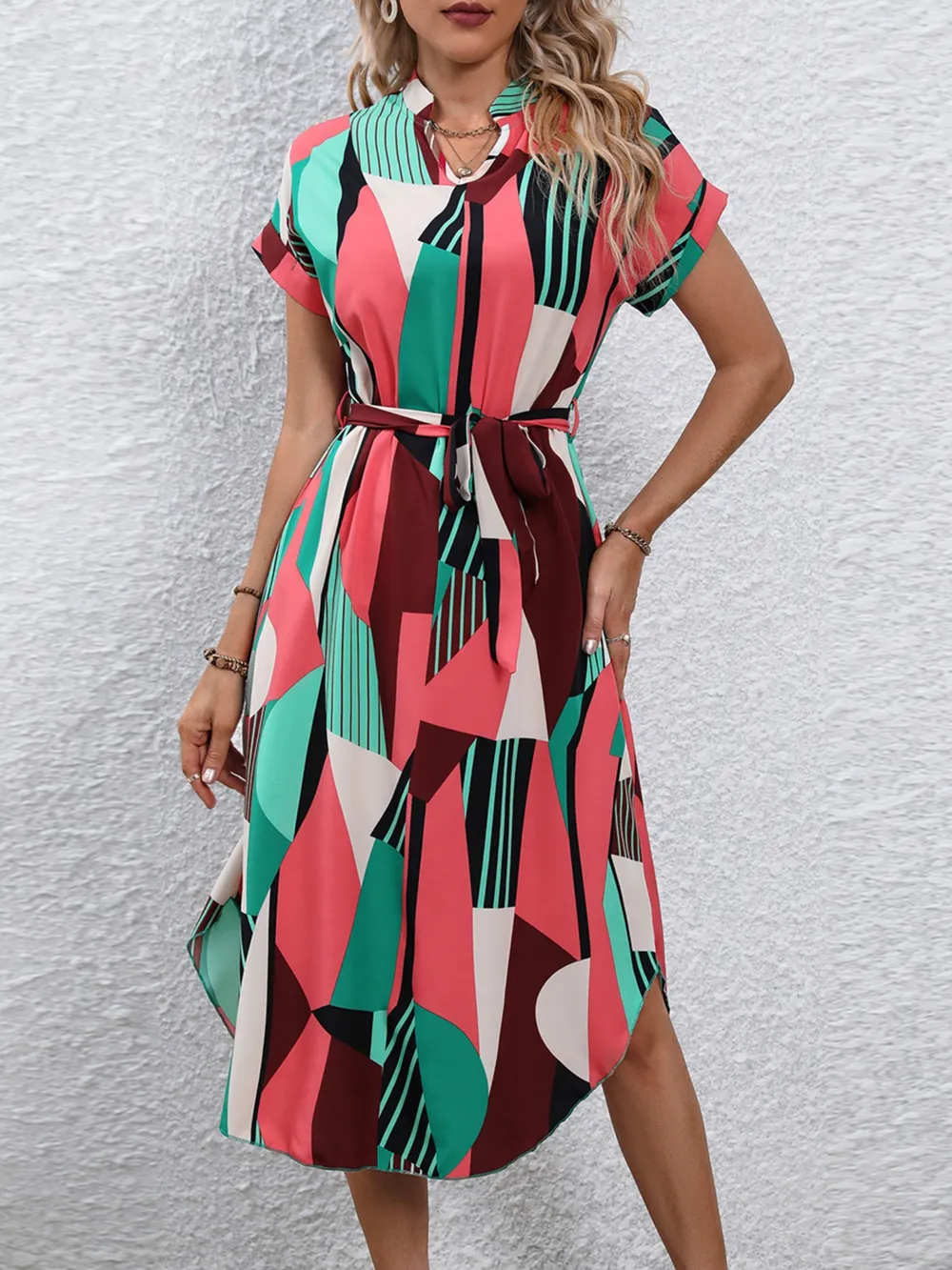 Tie Waist Short Sleeve Dress, image 3