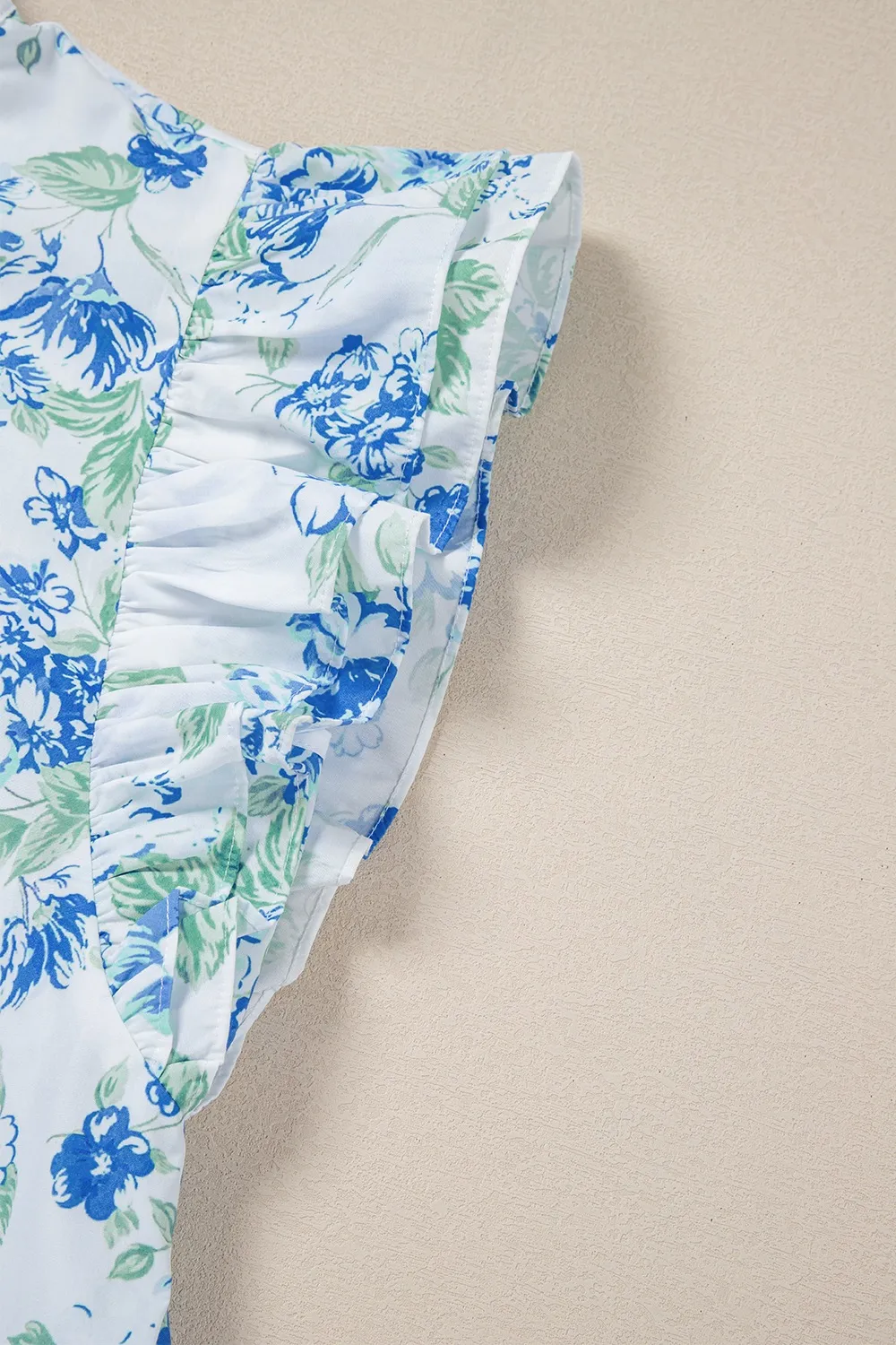 Floral Print Ruffle Sleeve Frilly Button Up Shirt, image 4
