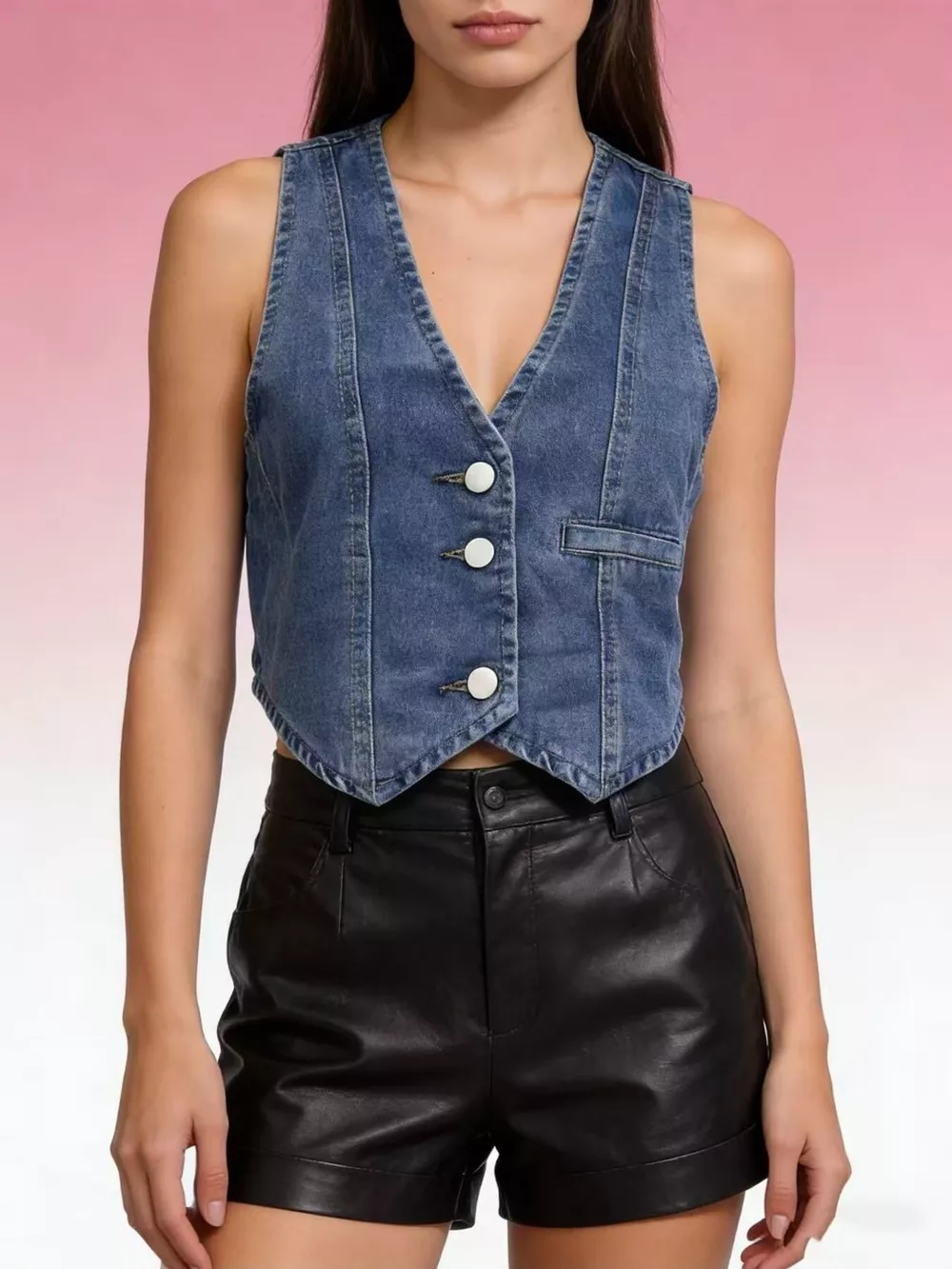 Button-Down Denim Vest, image 4
