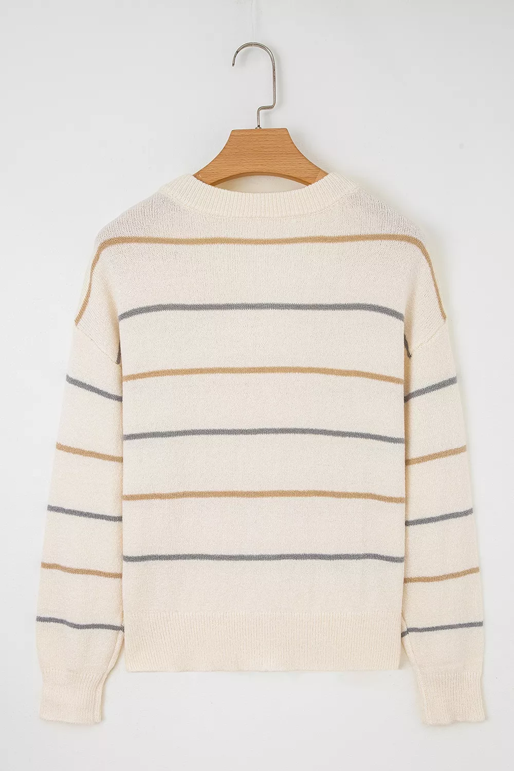Striped V-Neck Button-Up Cardigan, image 4