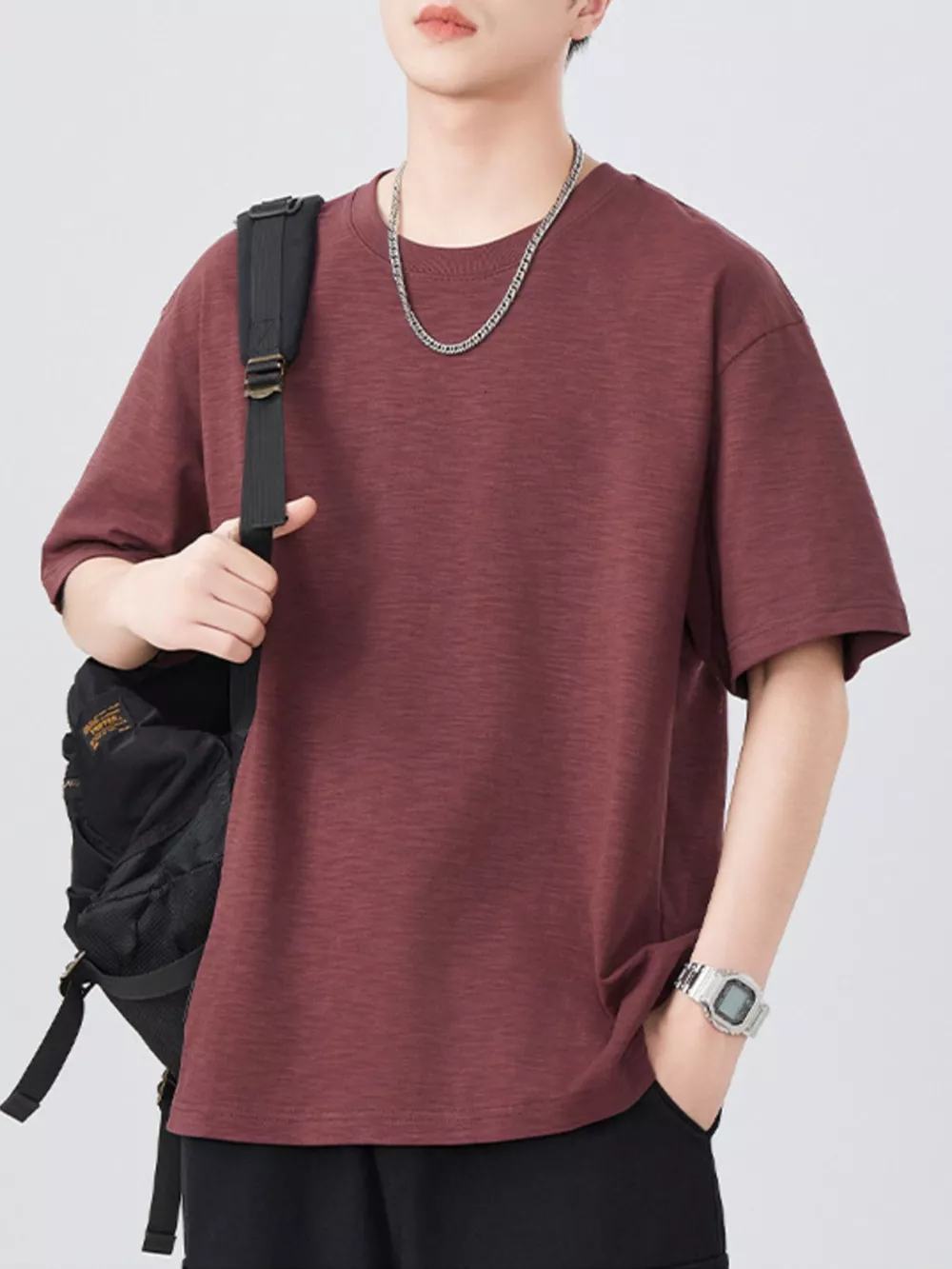 Men's Plus Size Round Neck Half Sleeve T-Shirt, image 4