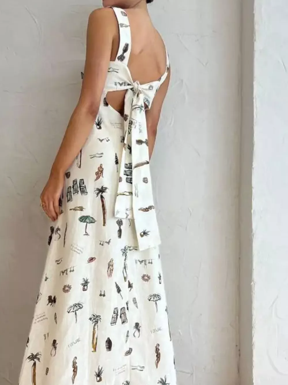 Printed Sleeveless Maxi Dress with Pockets, image 2