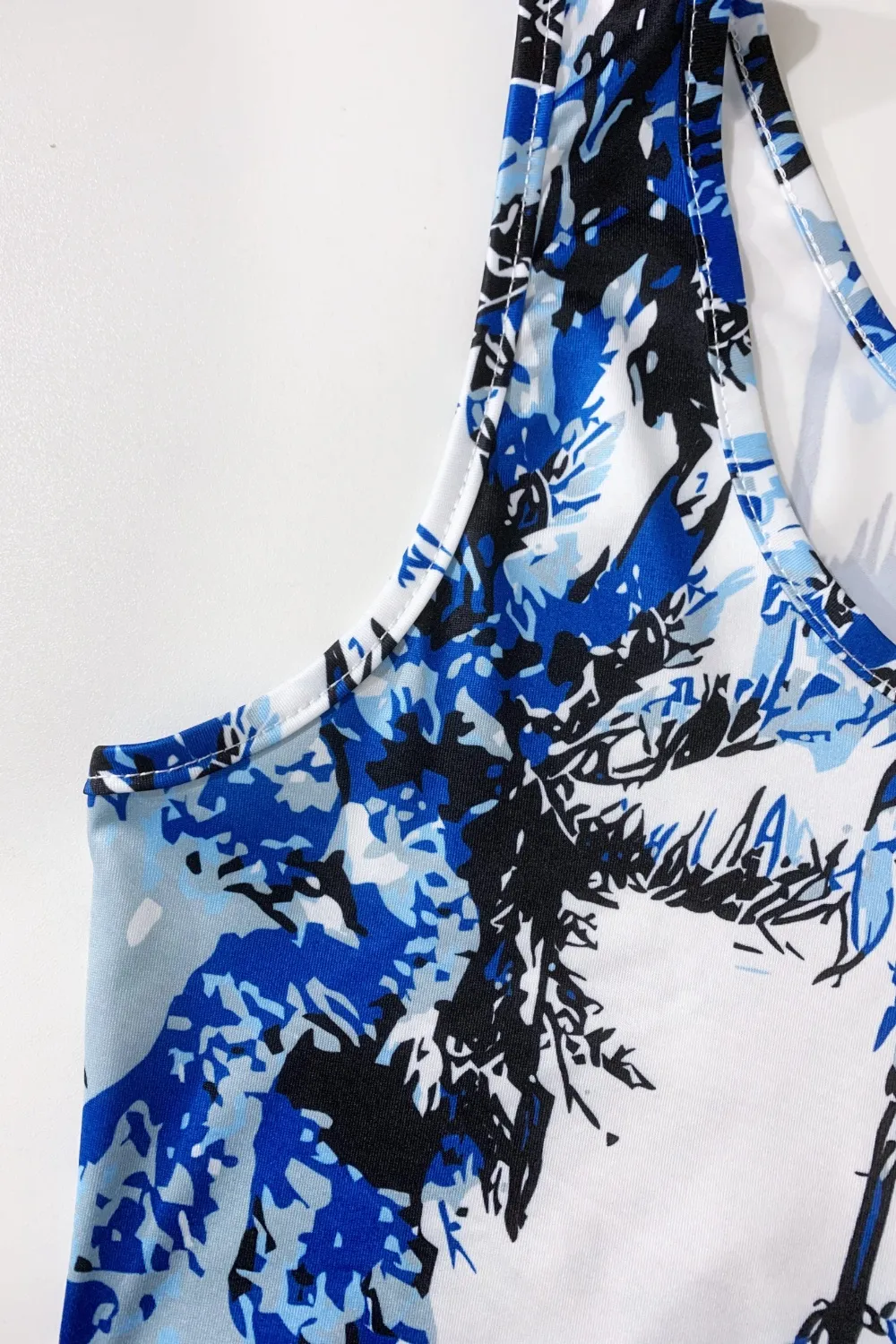 Printed Scoop Neck Wide Strap Mini Dress, image 4
