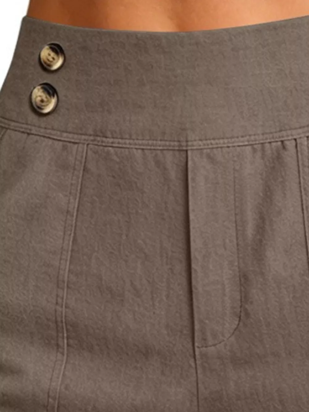 Full Size High-Waisted Button-Detail Cropped Pants Plus Size, image 24
