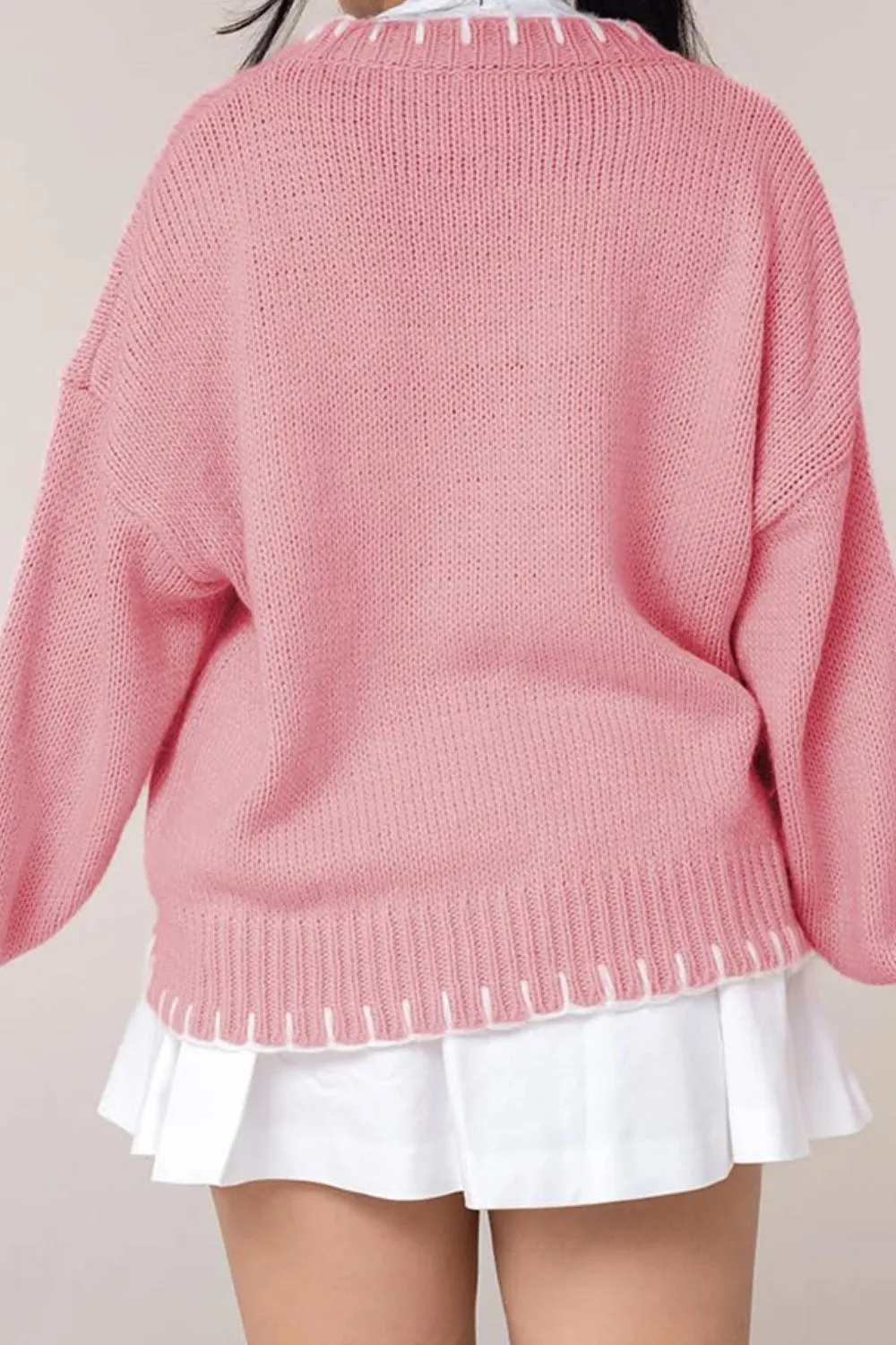 Bow Graphic Round Neck Long Sleeve Sweater, image 11