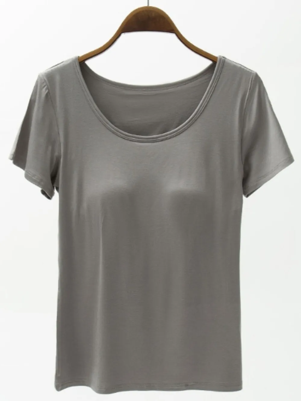 Round Neck Modal T-Shirt with Bra, image 4