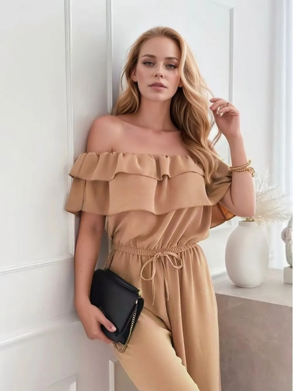 Ruffled Off-Shoulder Wide Leg Jumpsuit, image 3