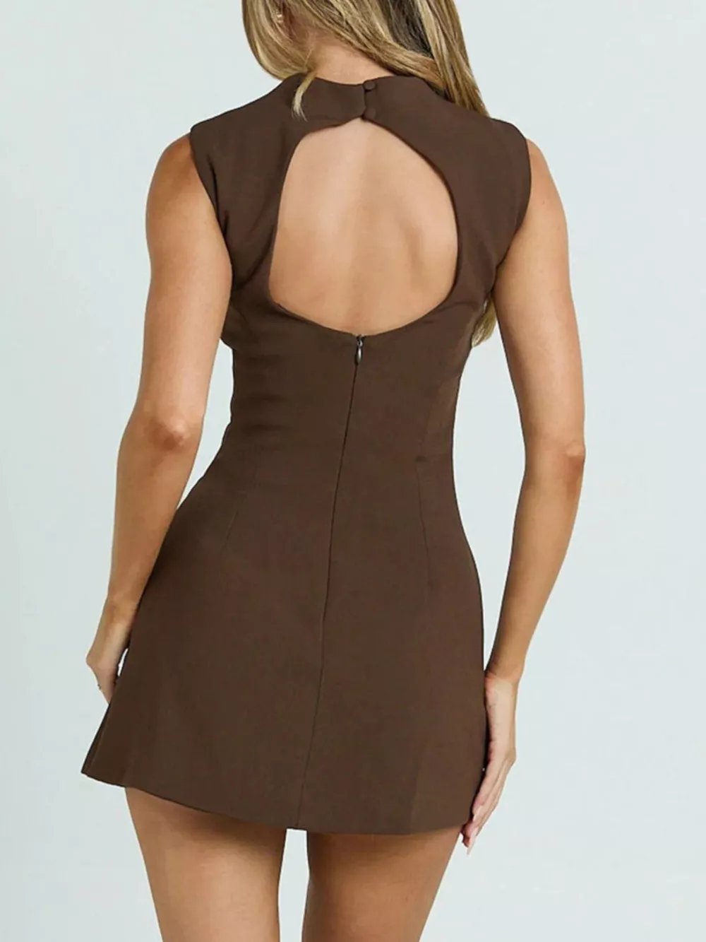 Mock Neck Sleeveless Mini Dress, image 4
