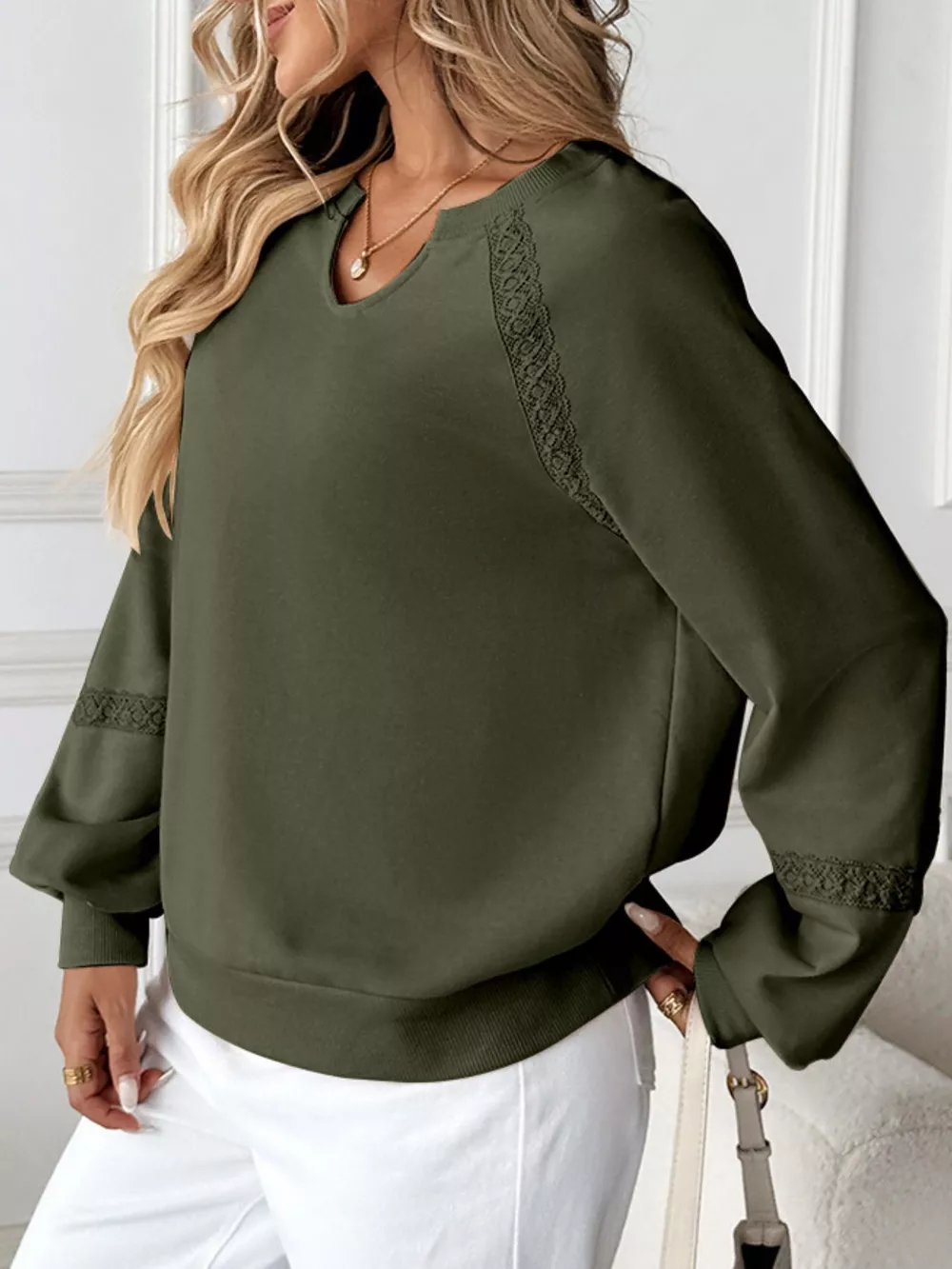 Notched Raglan Sleeve Sweatshirt, image 22
