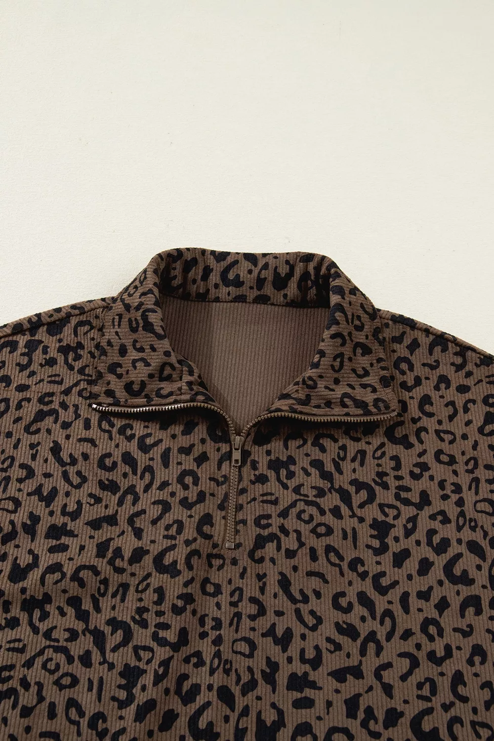 Leopard Print Quarter-Zip Sweatshirt, image 12