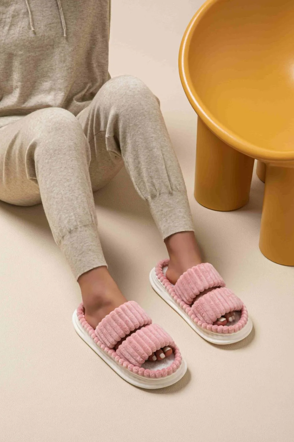 Open Toe Fluff Platform Slippers, image 6