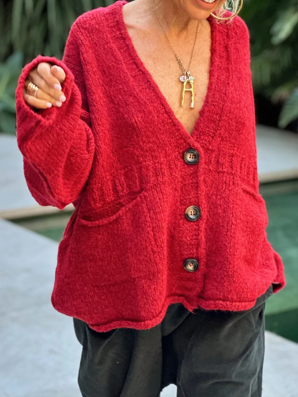 Pocketed V-Neck Button Up Cardigan, image 11
