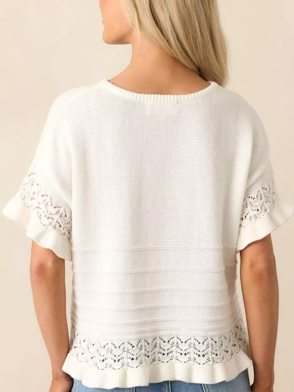 Lace Trimmed Knit Top, image 3