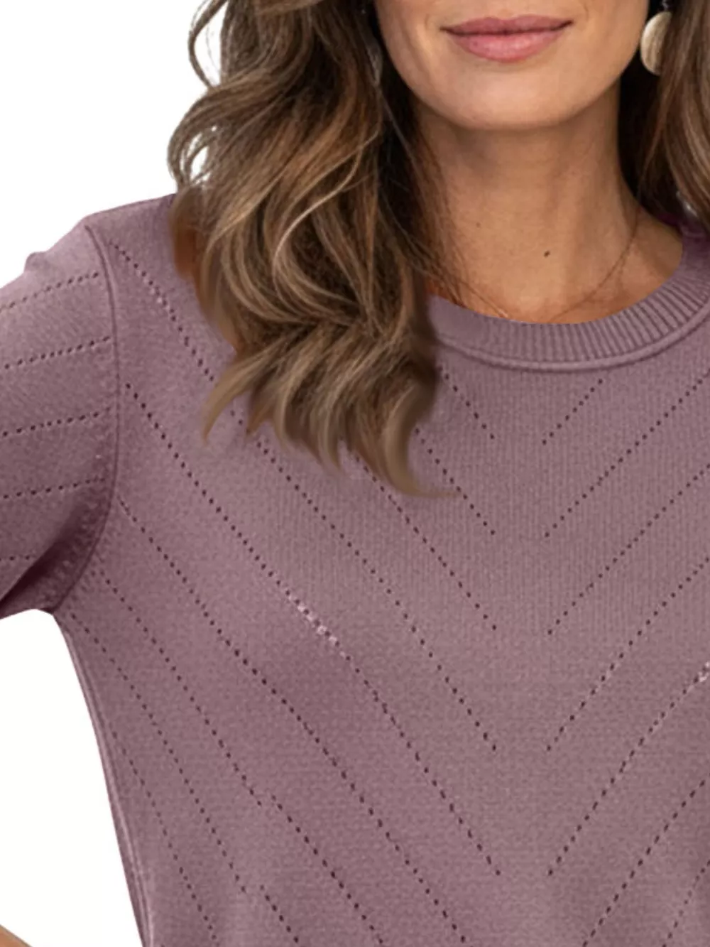 Openwork Round Neck Sweater, image 17