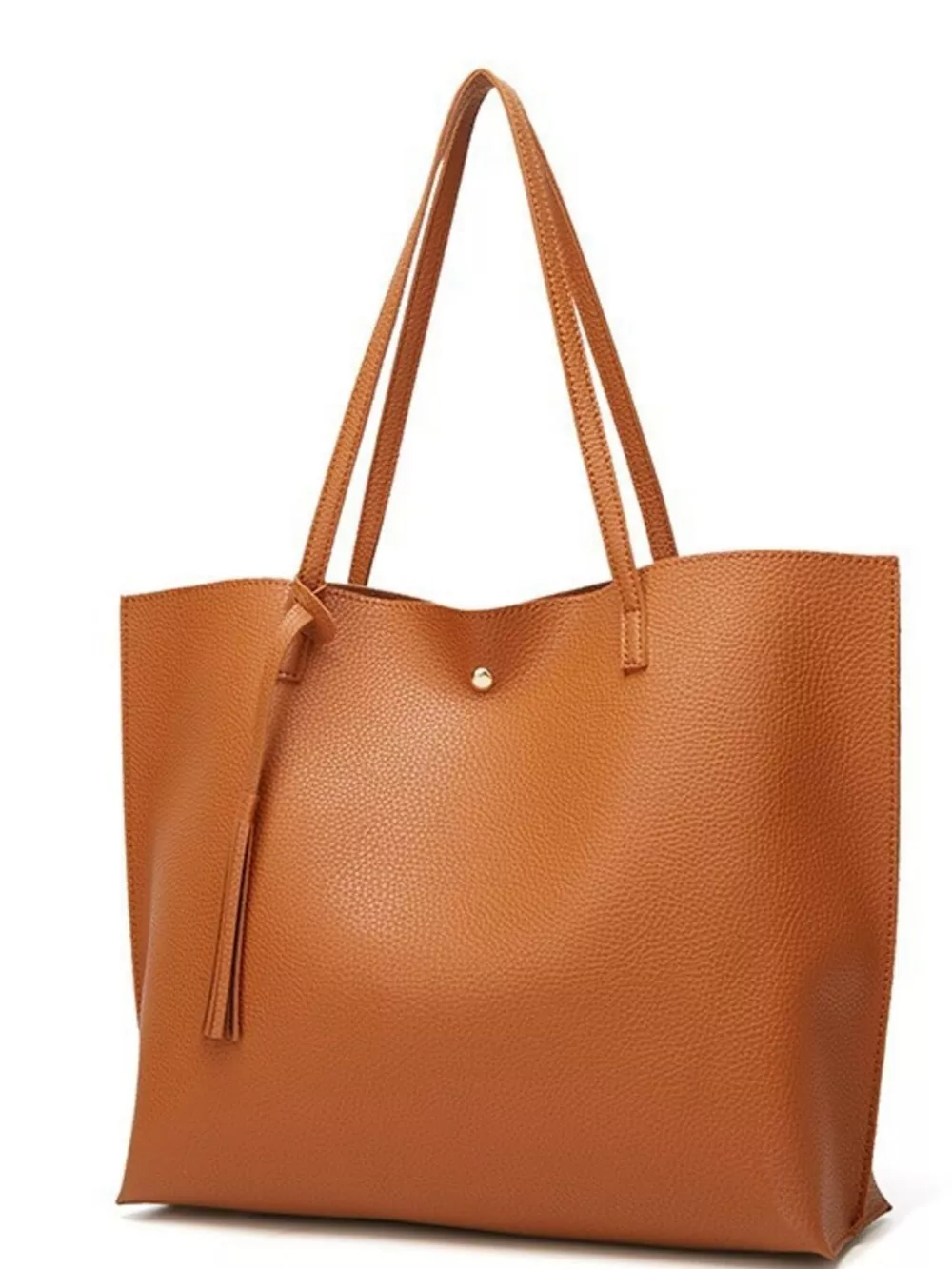 PU Leather Tote Bag with Tassel, image 4