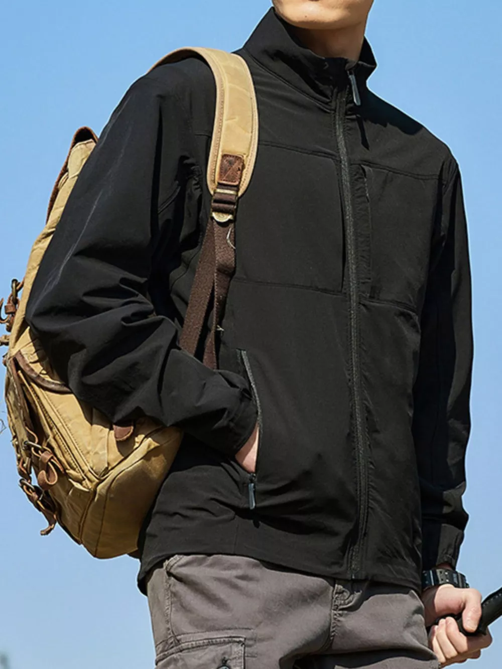 Men's Plus Size Zip Up Lightweight Windproof Outdoor Jacket, image 6