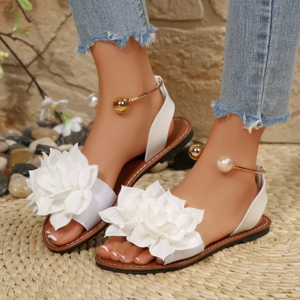 Floral Decor Flat Sandals, image 4