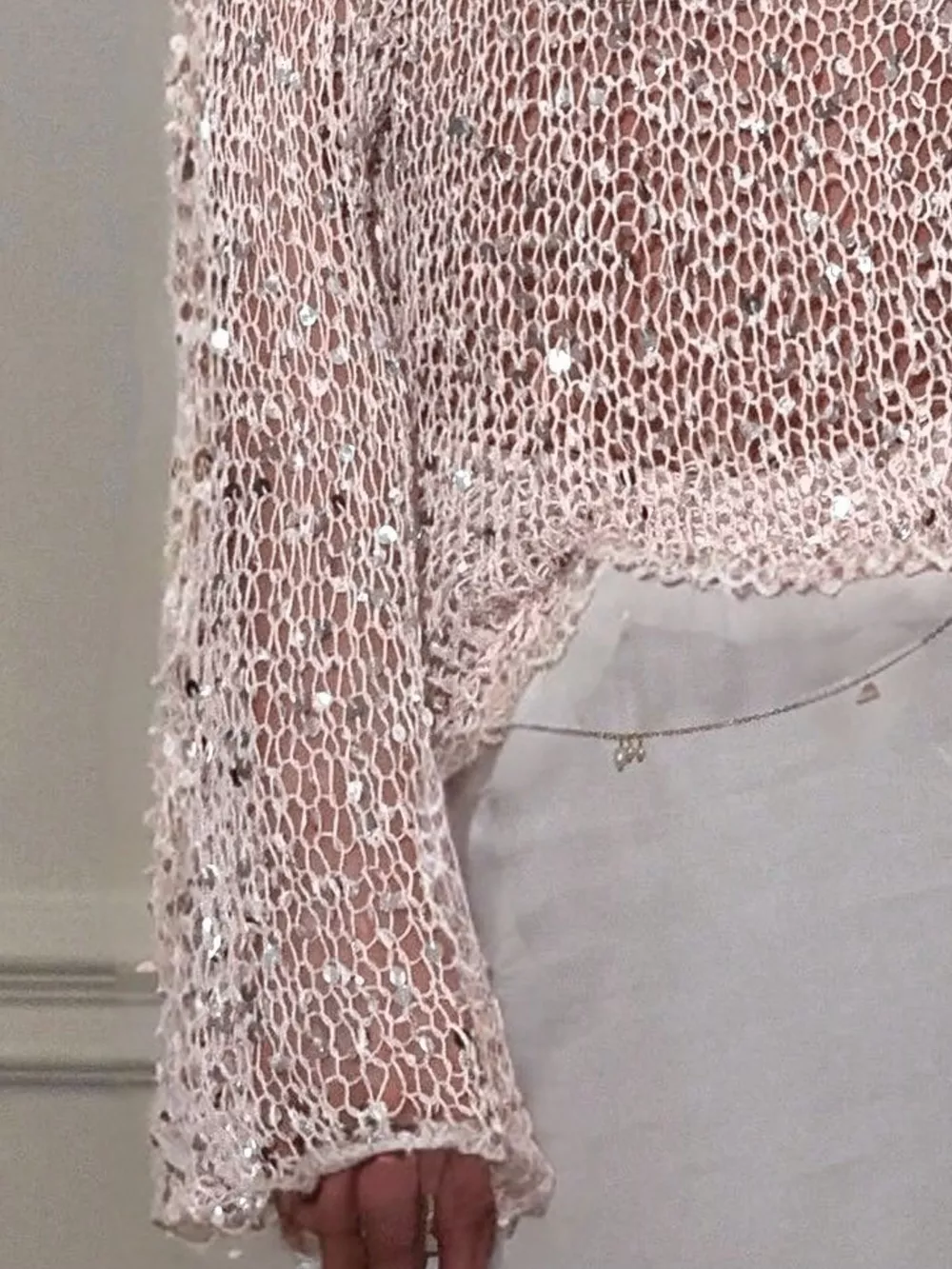 Sequin Long Sleeve Knit Cover Up, image 9