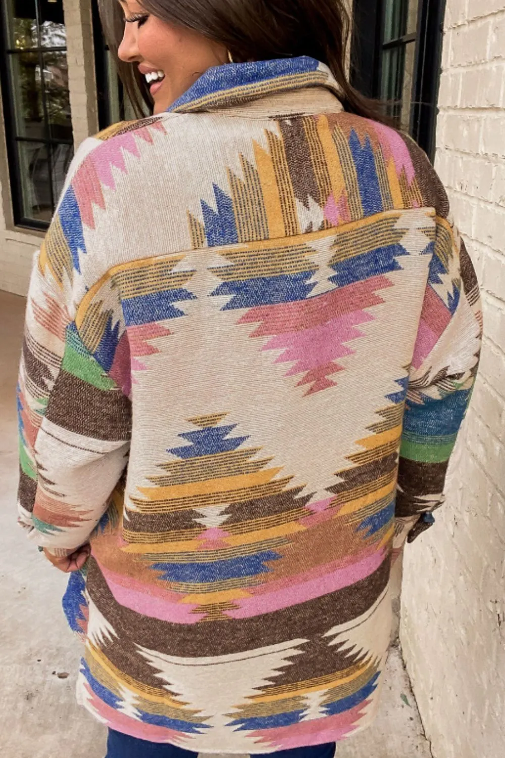 Geometric Button Up Long Sleeve Jacket, image 5
