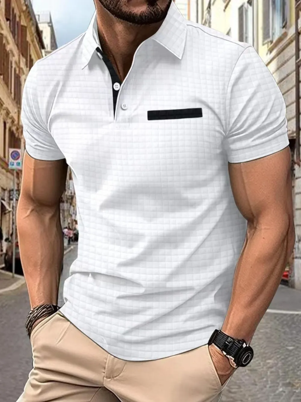 Men's Full Size Collared Neck Short Sleeve Polo Plus Size, image 6