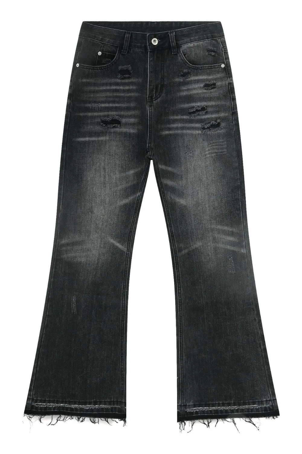 Men's Frayed Hem Bootcut Jeans, image 5