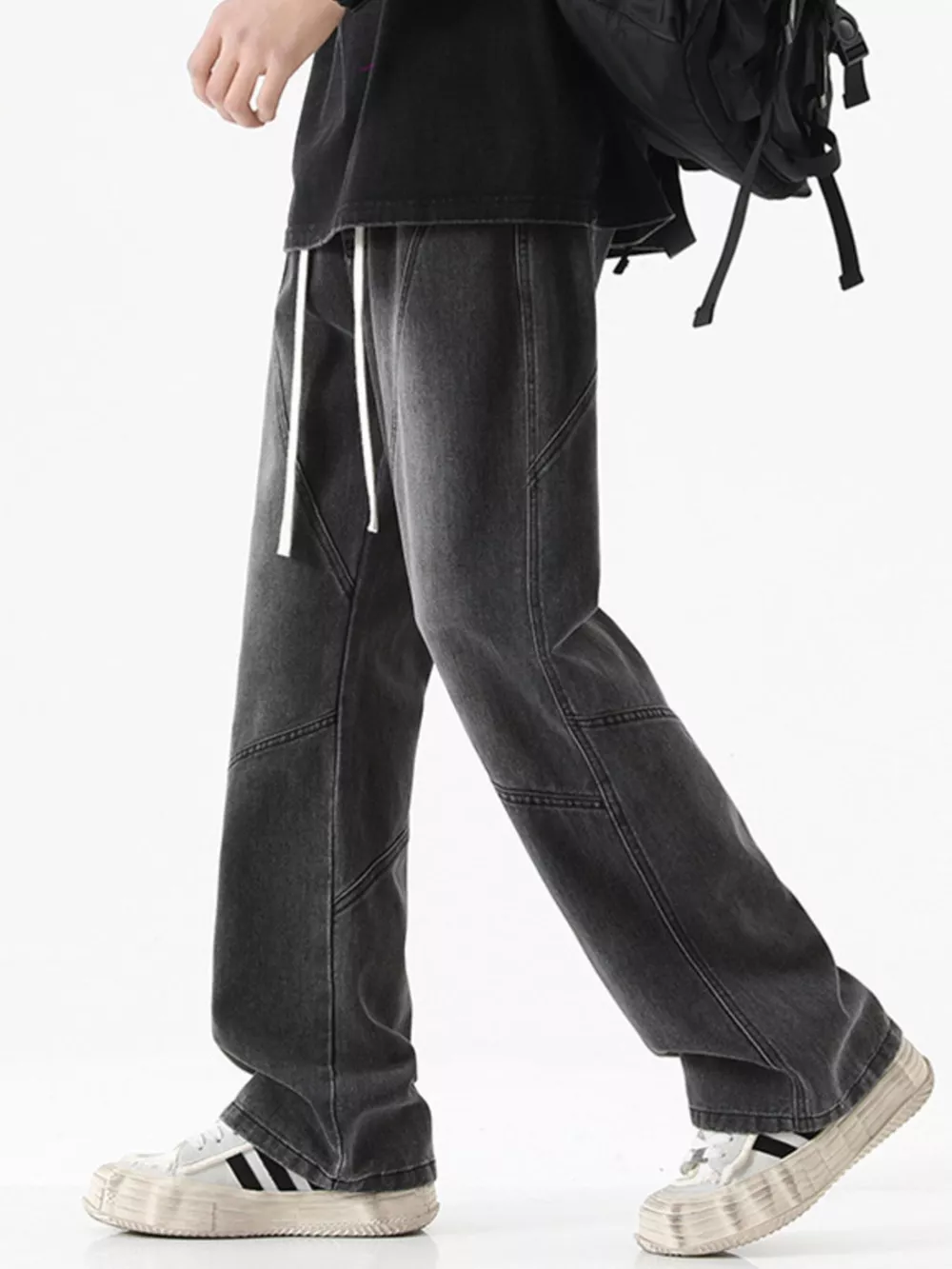 Men's Full Size Drawstring Wide Leg Jeans Plus Size, image 3
