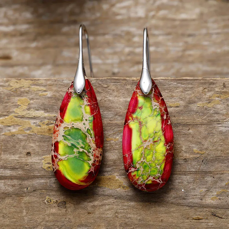 Teardrop Shape Natural Stone Dangle Earrings, image 5