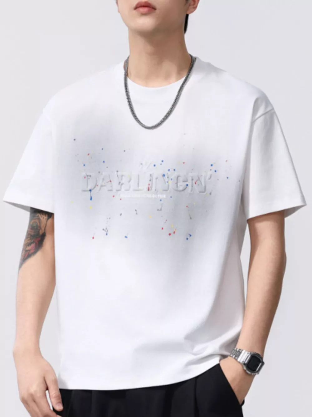 Men's Plus Size Round Neck Short Sleeve T-Shirt, image 2