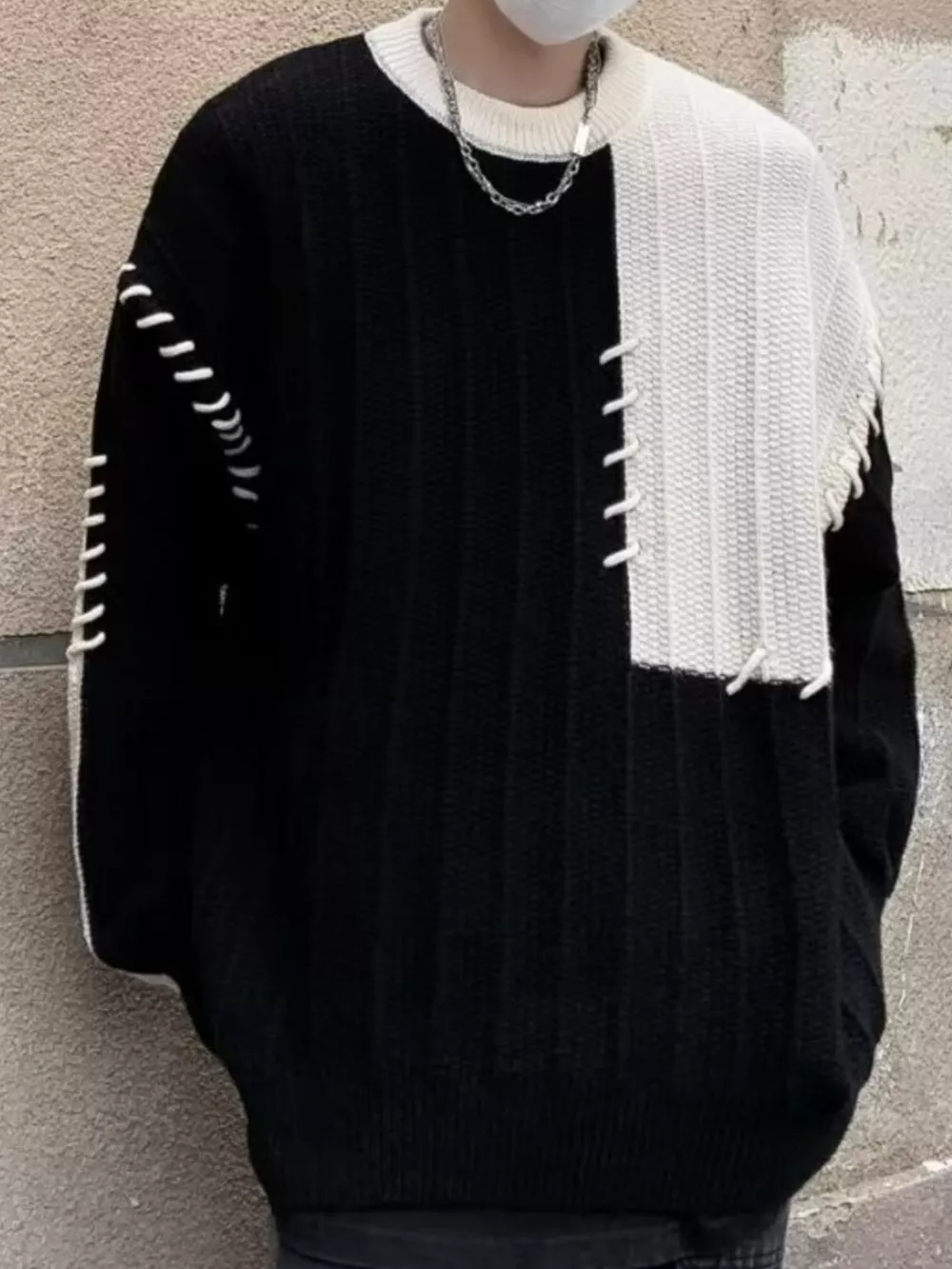 Men's Color Block Round Neck Sweater, image 5