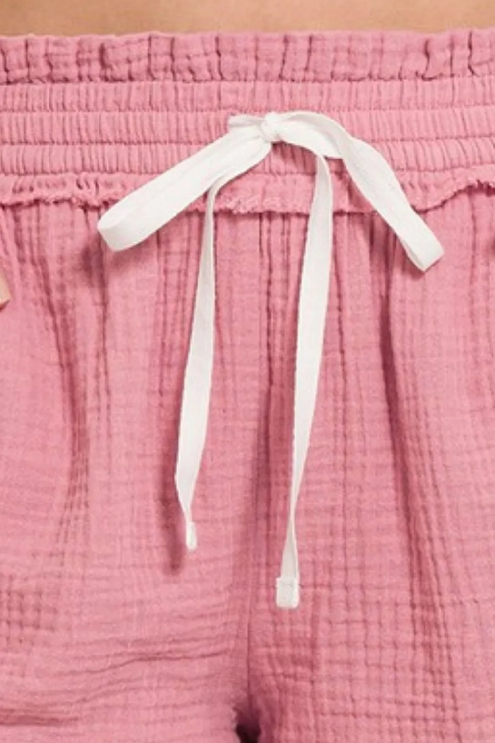 Double Gauze Elasticband Drawstring Waist Shorts, image 3