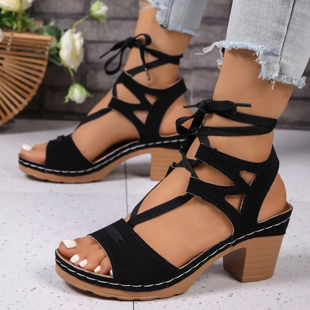 Lace-Up Block Heel Sandals, image 10