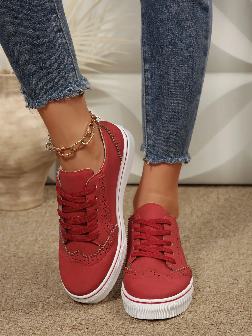 Lace Up Round Toe Platform Sneakers, image 5