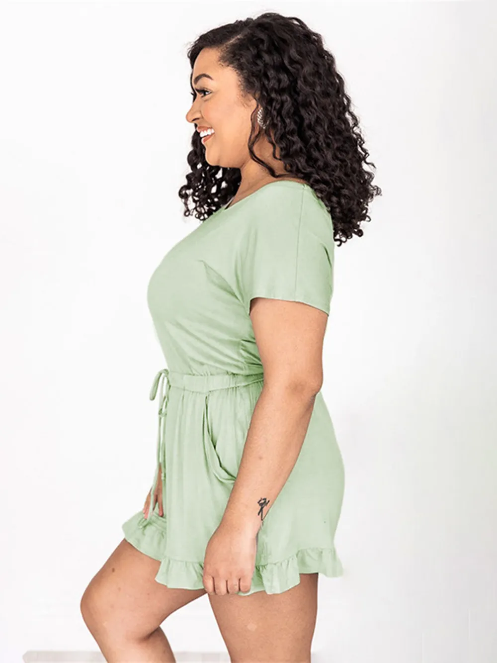 Ruffled Boat Neck Short Sleeve Romper, image 25