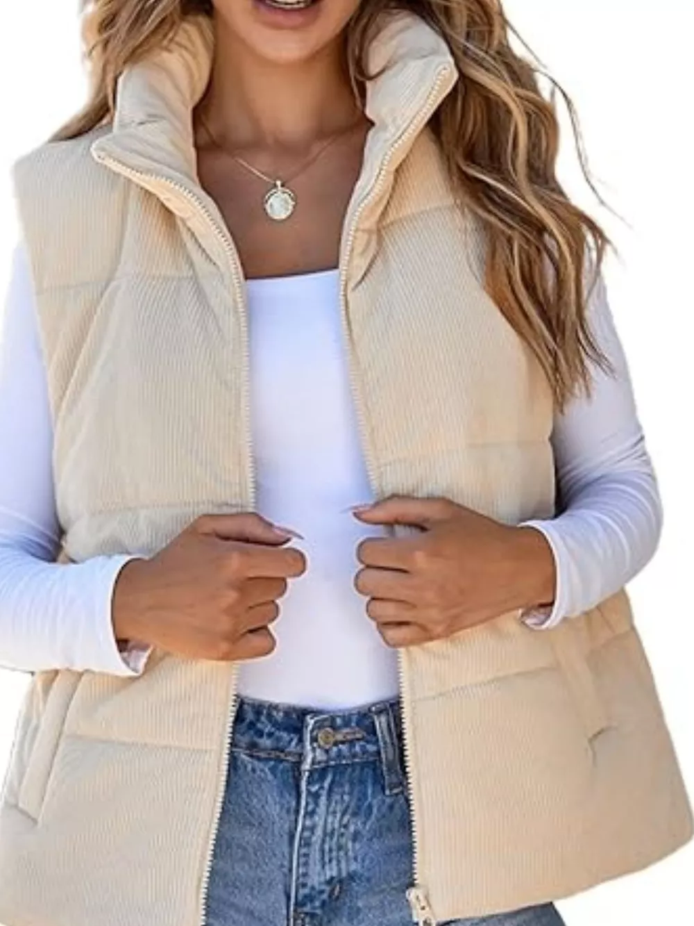 Corduroy Zip Up Vest Coat, image 10