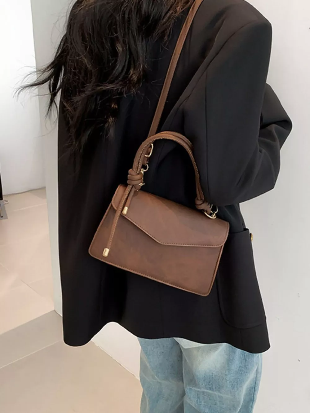 Flap Crossbody Bag with Top Handle, image 10