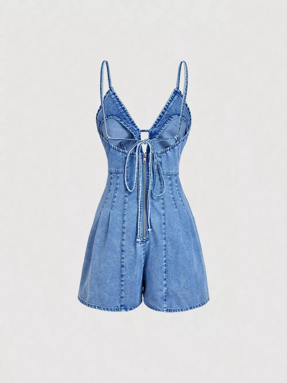Spaghetti Strap Denim Romper, image 3