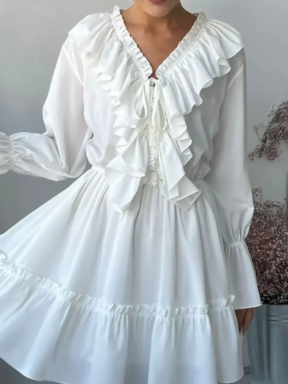 Ruffle Flounce Sleeve Mini Dress, image 12