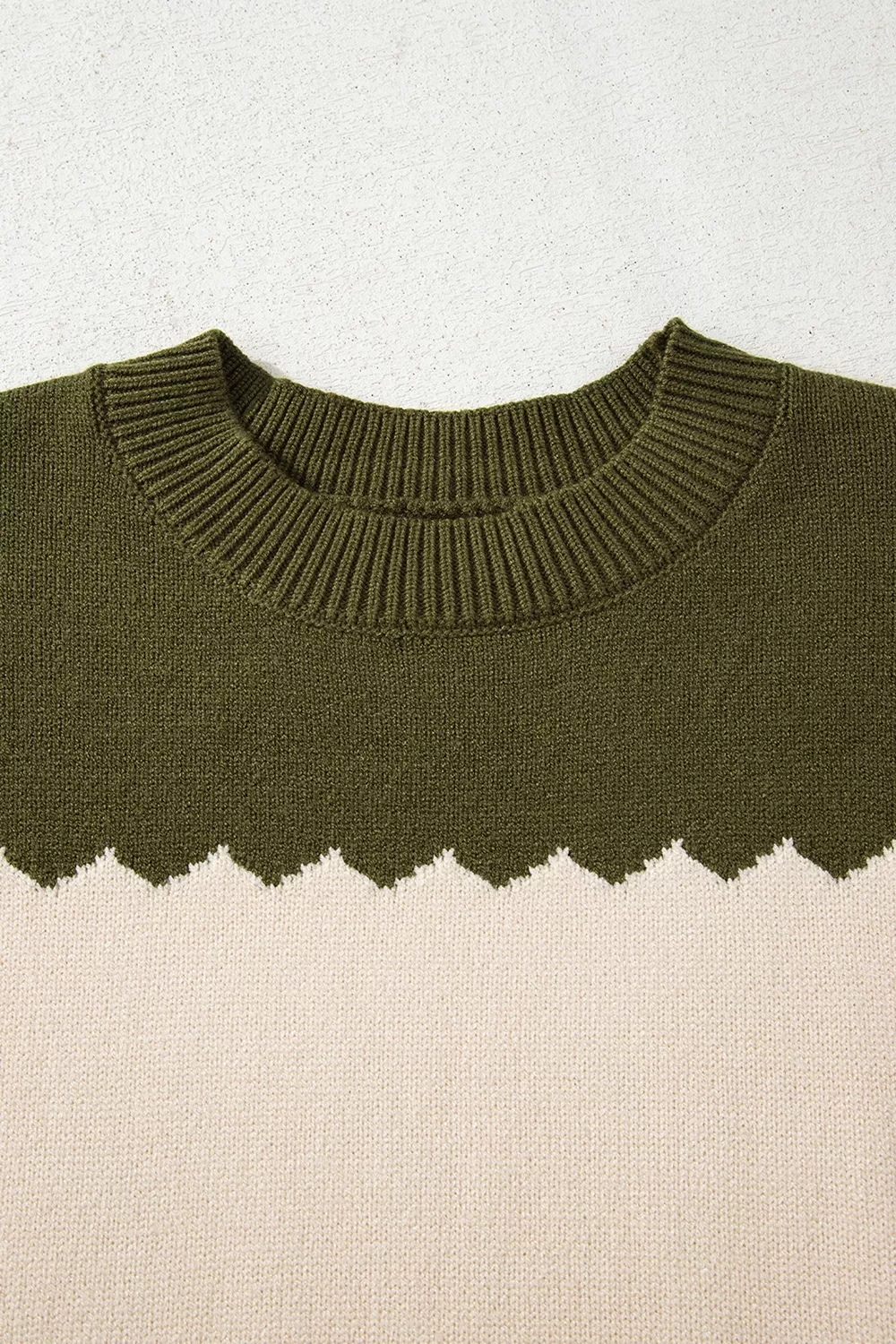 Colorblock Crew Neck Drop Shoulder Sweater, image 7