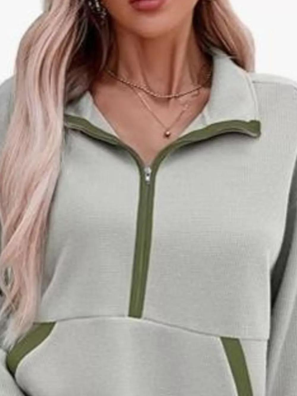 Half Zip Dropped Shoulder Sweatshirt, image 7