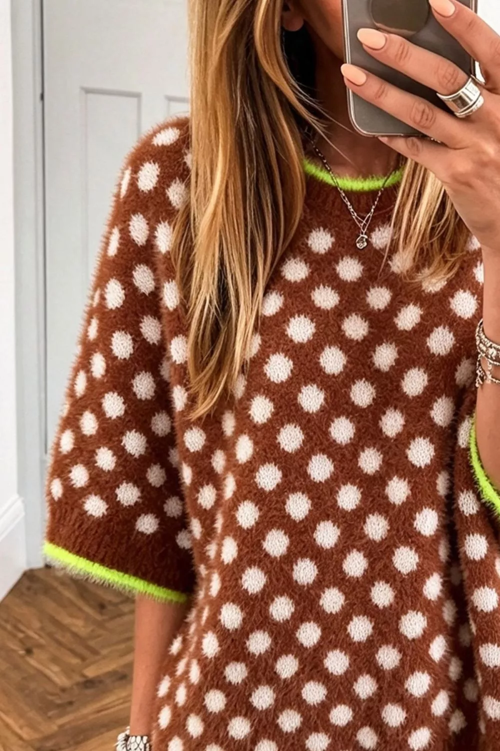 Polka Dot 3/4 Sleeve Sweater, image 3