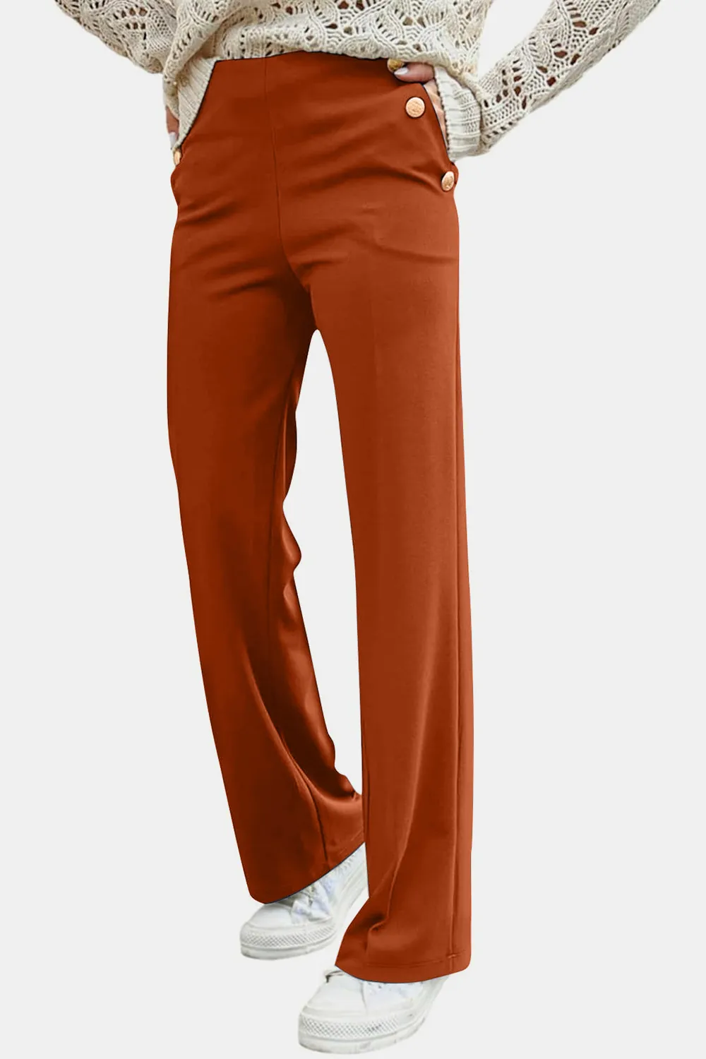 Decorative Button High Rise Pants, image 7
