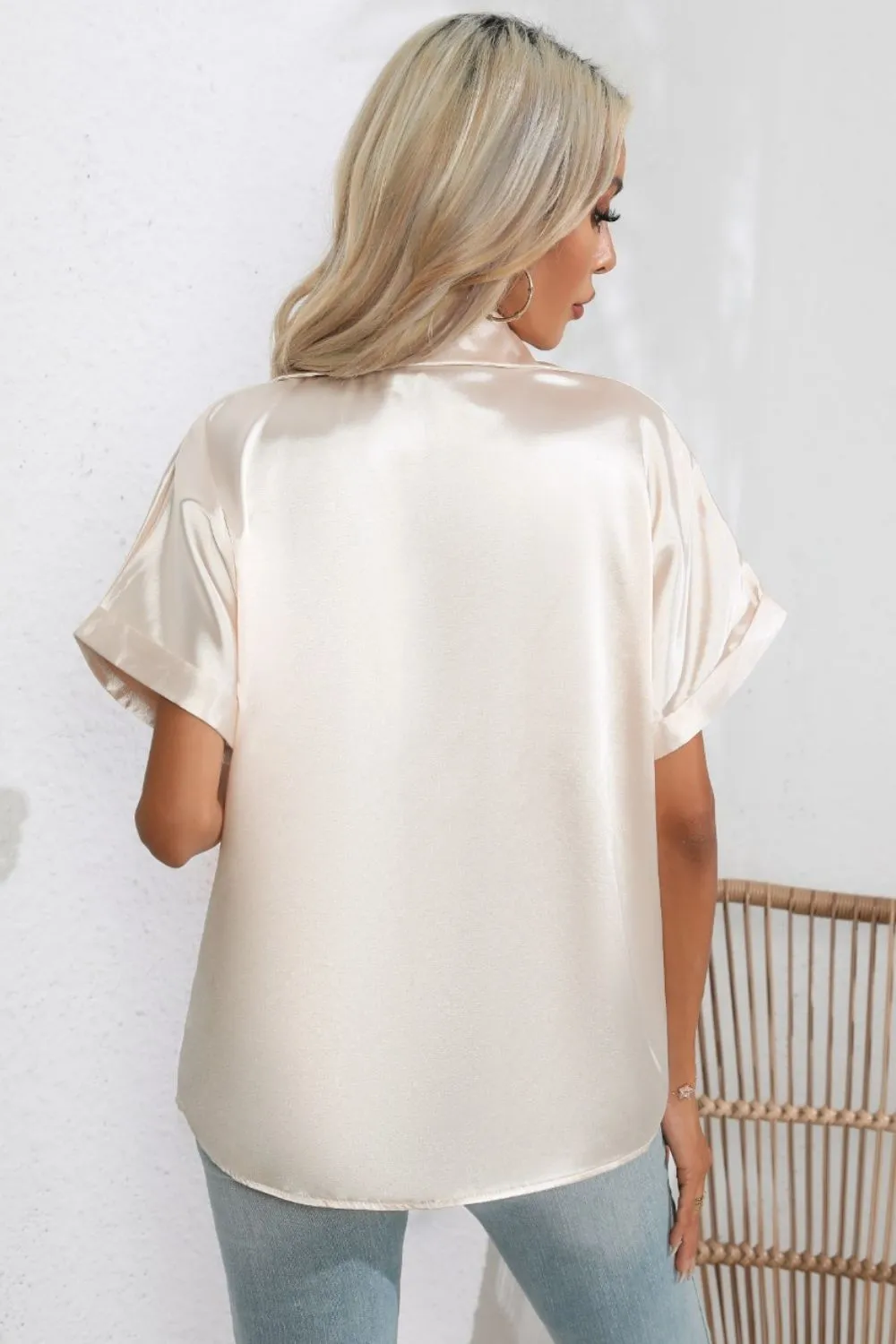 Collared Neck Short Sleeve Shirt, image 3