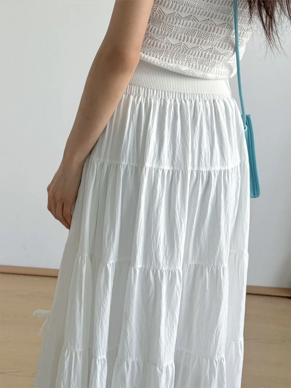 Tiered Elastic Waist Maxi Skirt, image 2