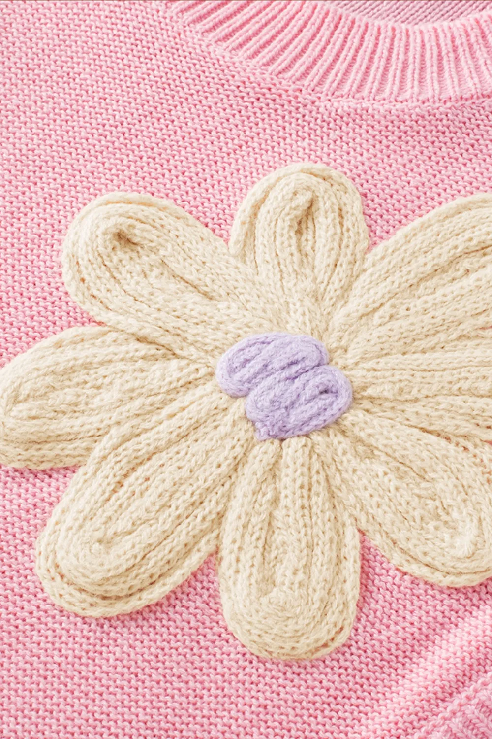 Crochet Flower Round Neck Sweater Vest, image 4